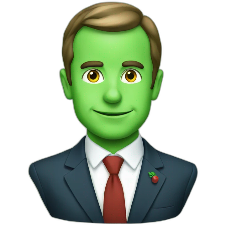Macron with green check emoji
