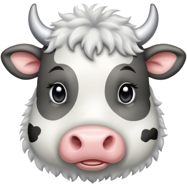 Spotted grey fluffy cow emoji