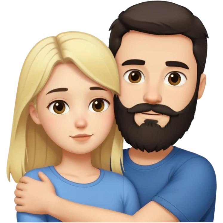 tall dark-haired bearded male cuddling his short blonde girlfriend emoji