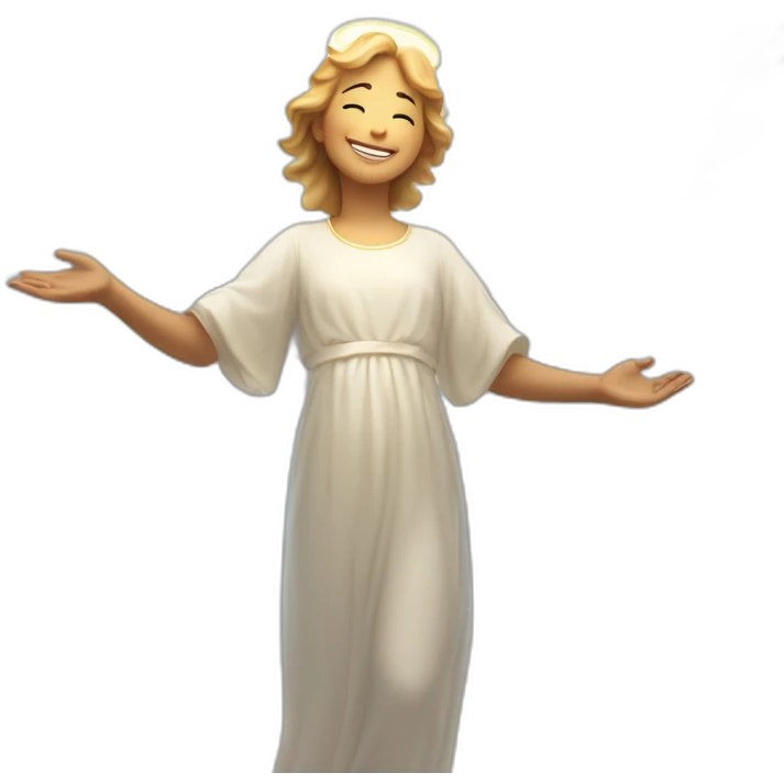 angel guide, with outstretched wings and a peaceful, reassuring smile, enveloped in a soft, celestial light emoji