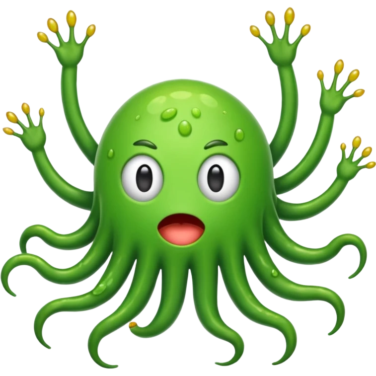 green germs emoji with many limbs emoji
