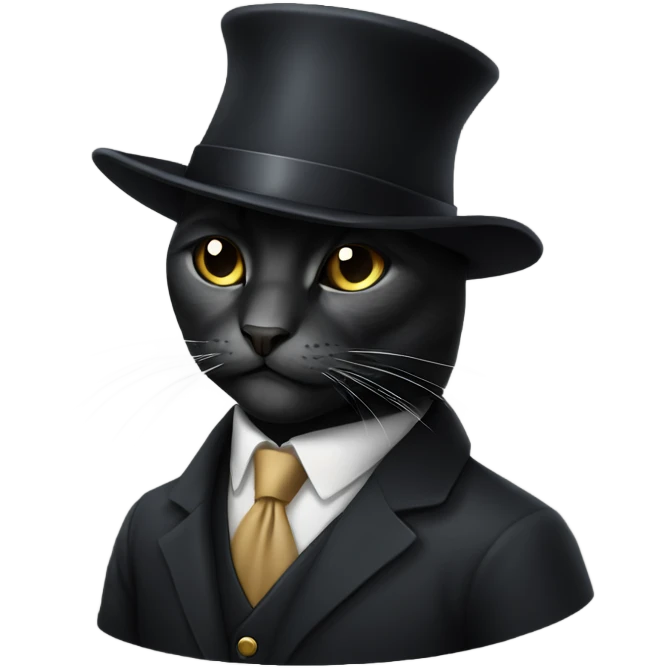 elegant business dark cat with hat emoji