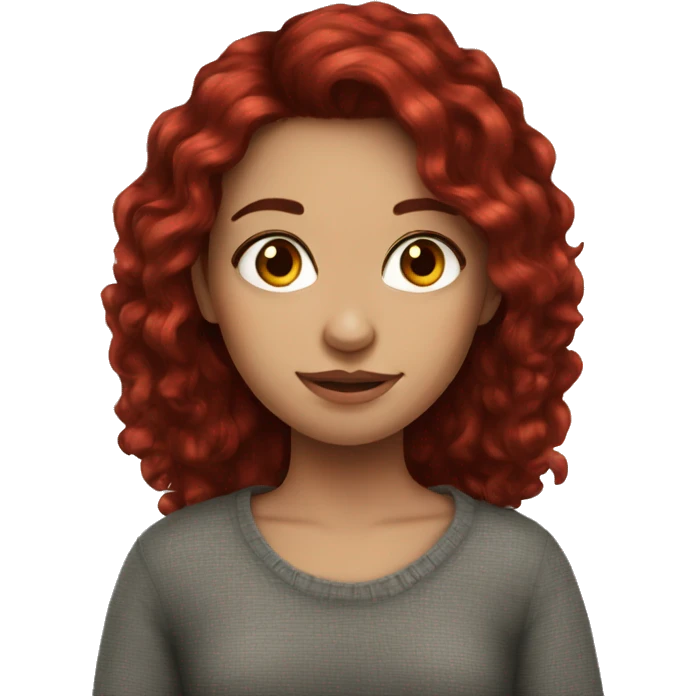 Pretty girl with dark red hair cozy emoji