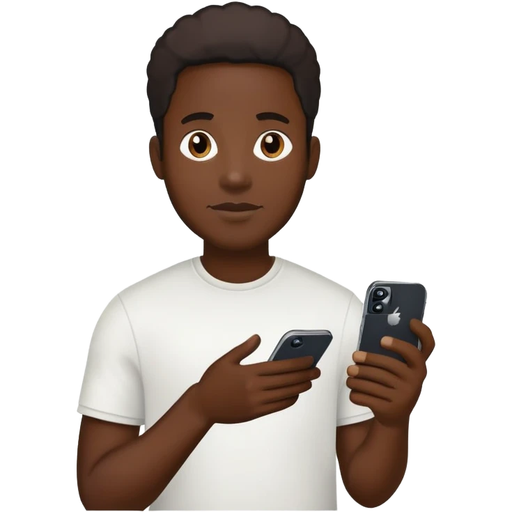 Black man holding an iPhone 14 Pro emoji