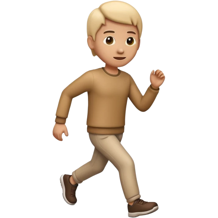 3D  emoji style person walking, clear stride, centered, soft shadow, white background. emoji