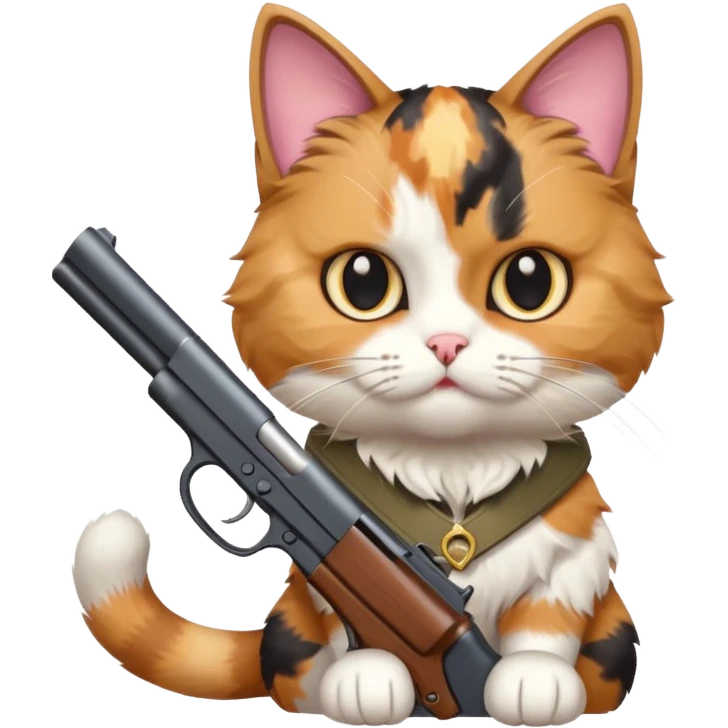 Make a cat with a gun emoji