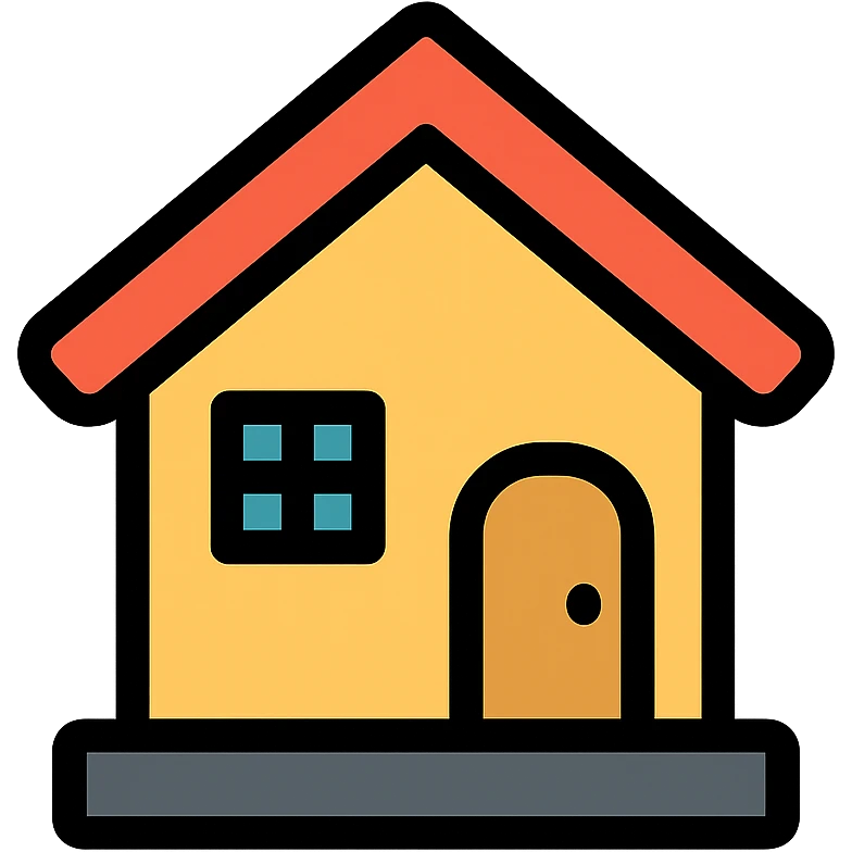 simple home, color icon style, clean lines, minimal details emoji
