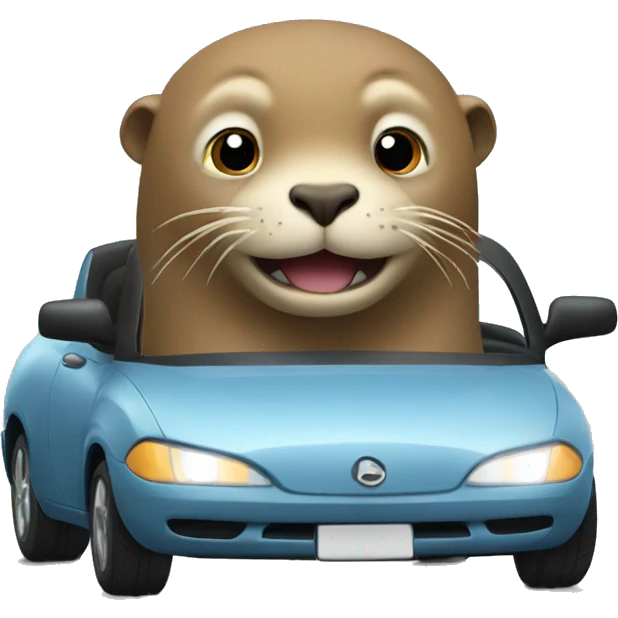 sea lion driving a car emoji