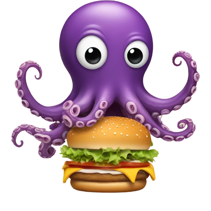 an octopus with a burger in the tentacle emoji