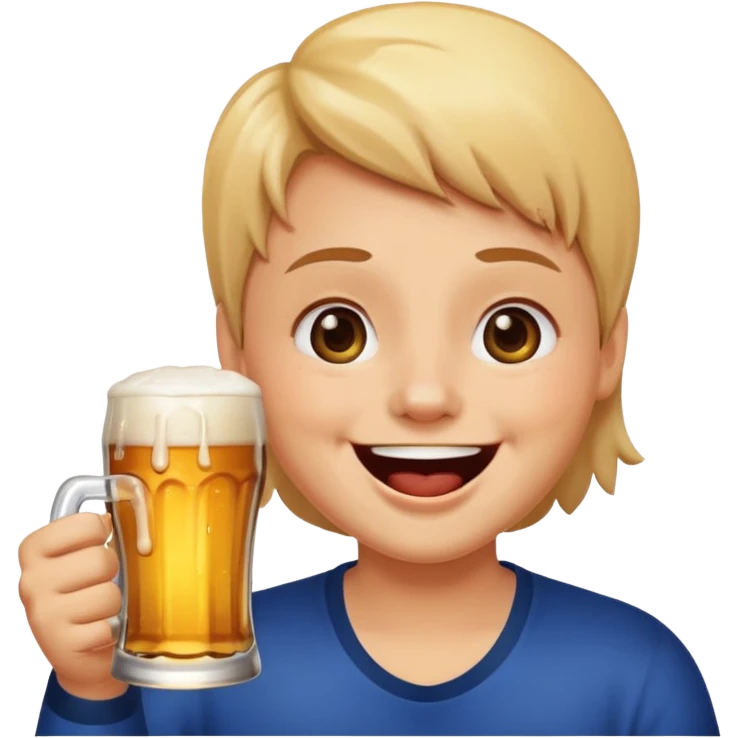 it should be a laughing emoji like a round face pointing forward and crying with laughter with a glass of beer in his other hand  emoji