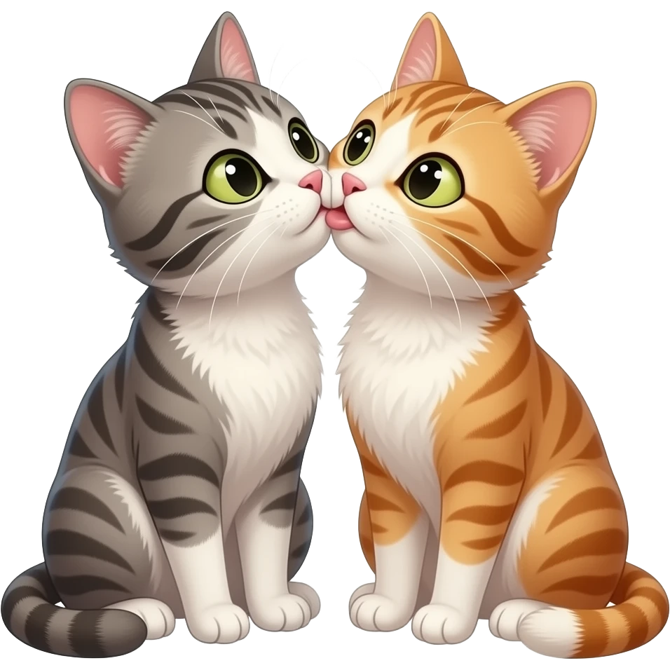create a imoji like a cat kissing her girlfirend in a most loving way as private emoji