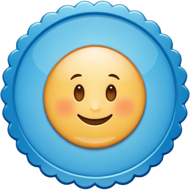 A blue scalloped circle with a verified thing emoji