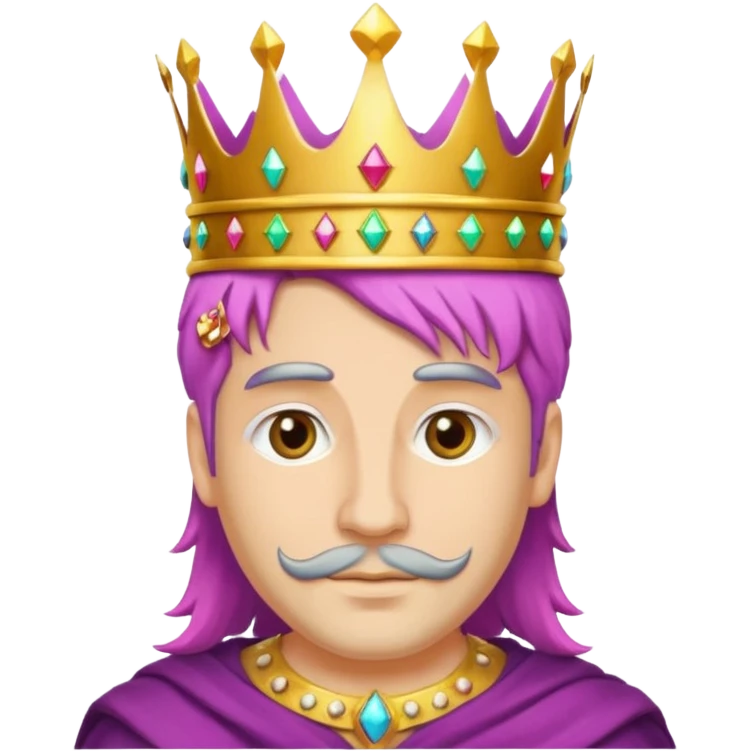 king with no bear and colorful hair emoji