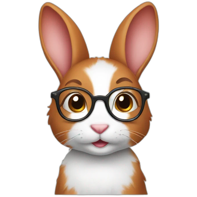Cute little female rabbit with glasses and red hair emoji