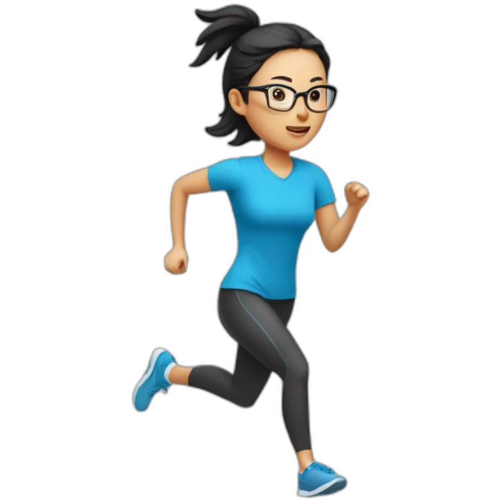 🏃：a-chinese-woman-running-norimglasses emoji