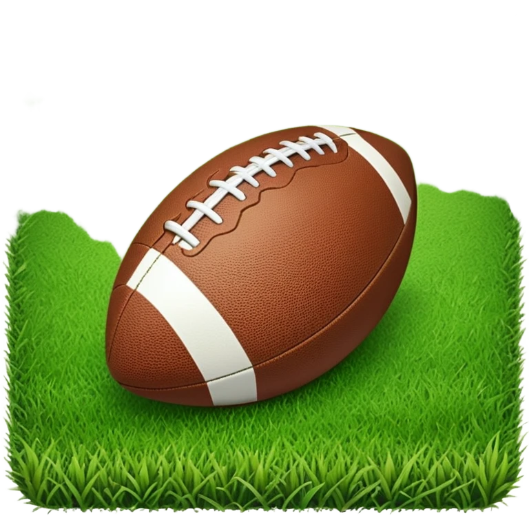 A football resting on the green grass of a soccer field, with goalposts and field markings in the background. The scene highlights the ball's position at the center of the action, emphasizing the competitive atmosphere and readiness for play. emoji