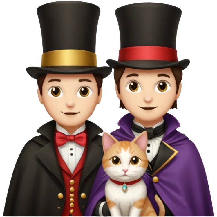 magician couple and their pet cat emoji