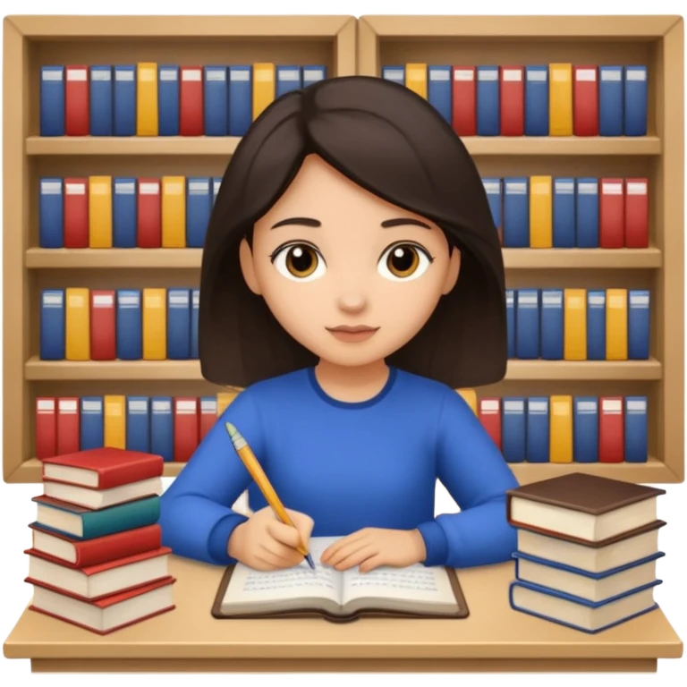 dark hair light skin girl with long hair studying for medical school exam  emoji