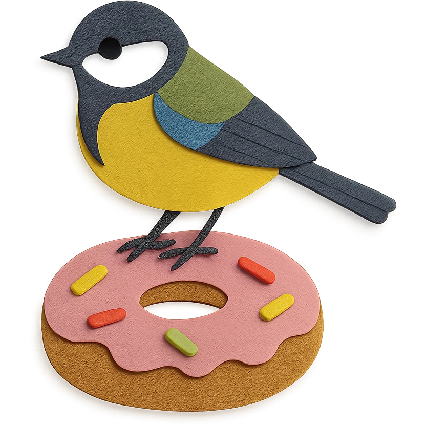 great tit bird on a donut emoji