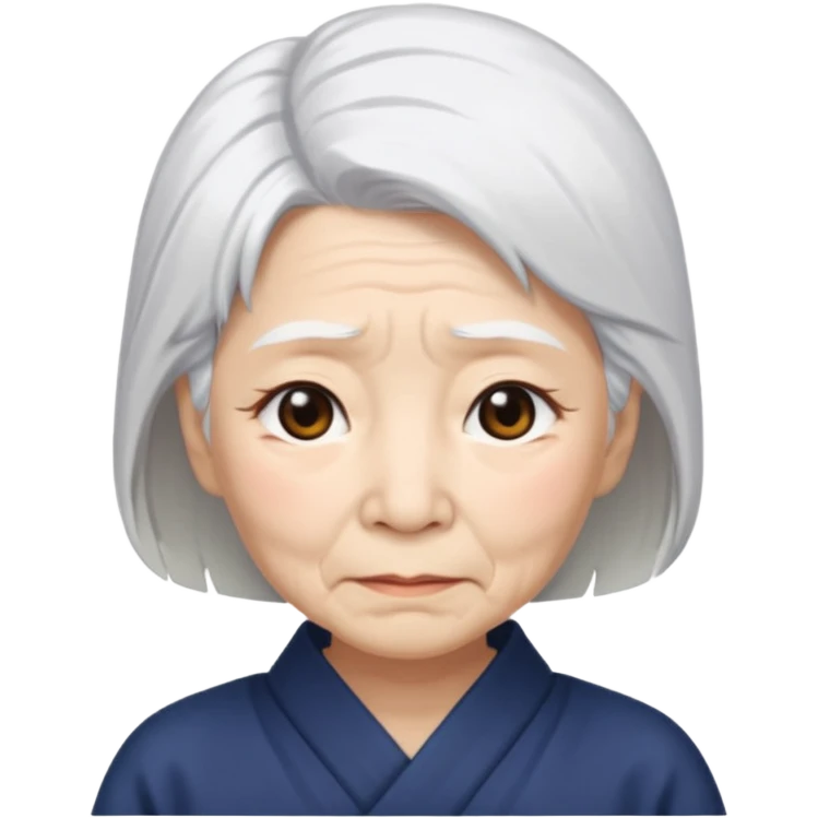 japanese culture old woman with white hair and wrinkles emoji