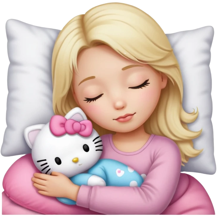 Blonde haired, hello Kitty sleeping emoji