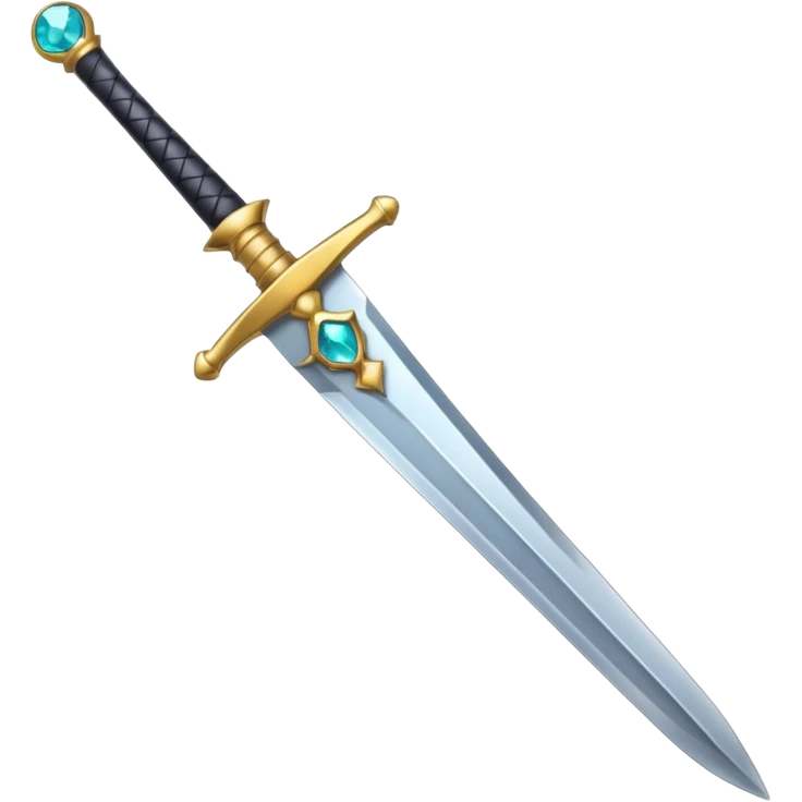 emoji style sword, straight blade, gemstone in the hilt, simple and clear emoji