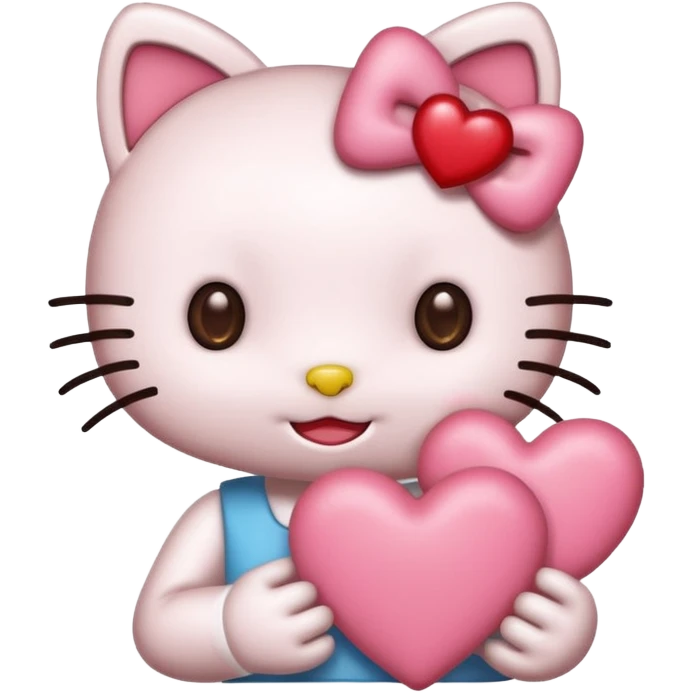 Połącz mi zwykłe hello kitty na białym tle, ale żeby ono wyglądało jak ta emotka: 🥰 emoji