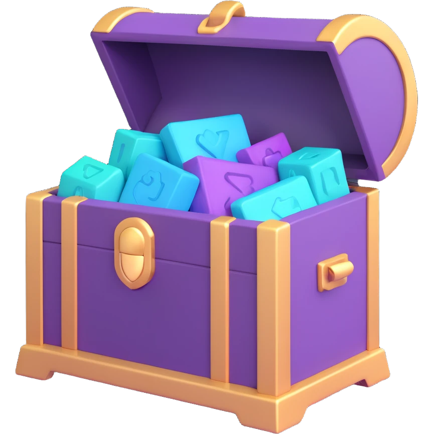 purple and teal rewards chest 3D style emoji