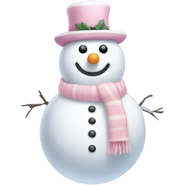 Cute white and light pink snowman emoji