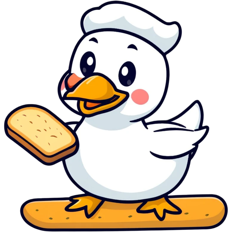 plain duck serving fresh gluten bread emoji