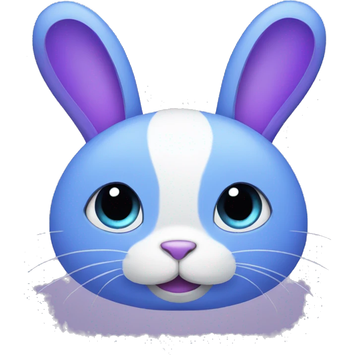 A blue round bunny with purple Ears emoji