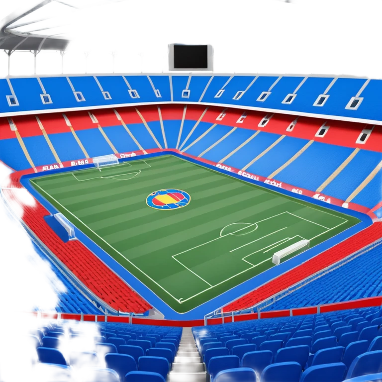 fc basel soccer stadium with blue seats. the name fc basel is written in red seats whereby many red seats form the label within a sea of blue seats emoji