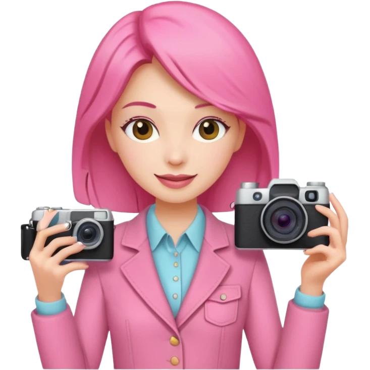 cheerfull pink women with digicam emoji