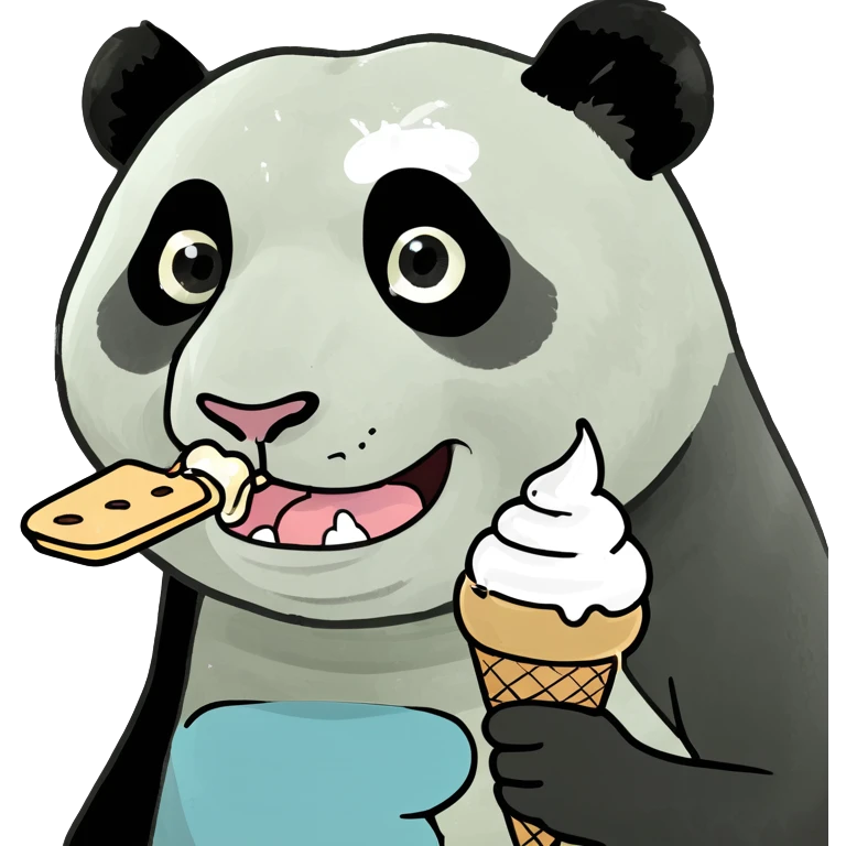 Panda eating ice cream emoji