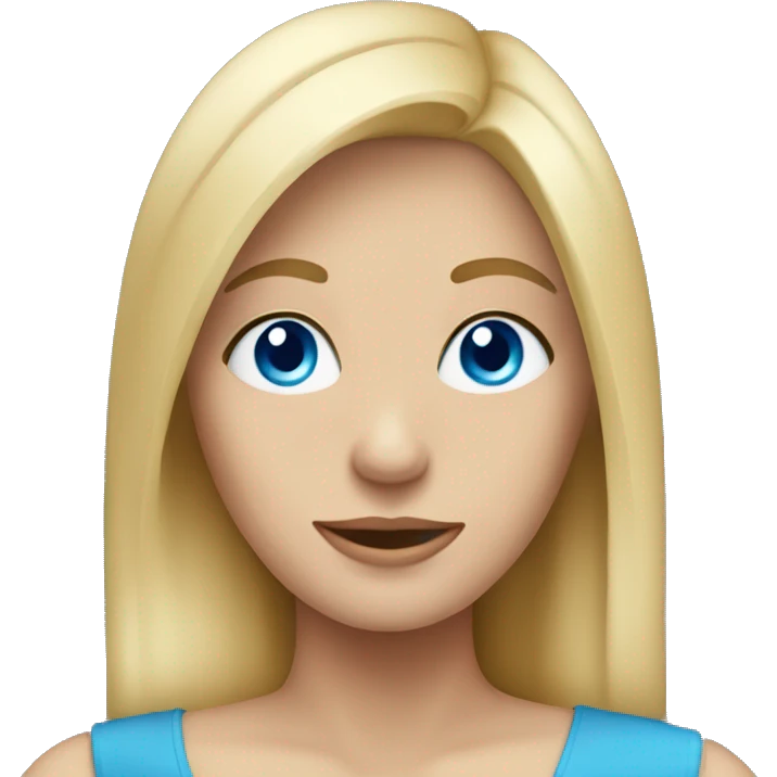 Blonde lady with blue eyes, straight hair - arm in x shape emoji