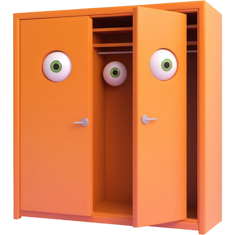 wardrobe doors ajar with eerie eyes inside, suggesting the boogeyman is lurking emoji