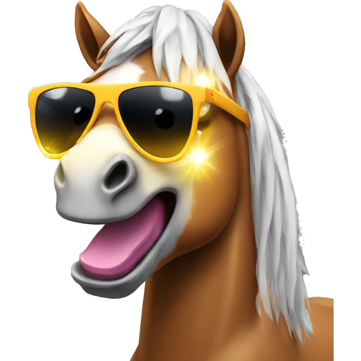 horse with sunglasses dancing with rave lights emoji