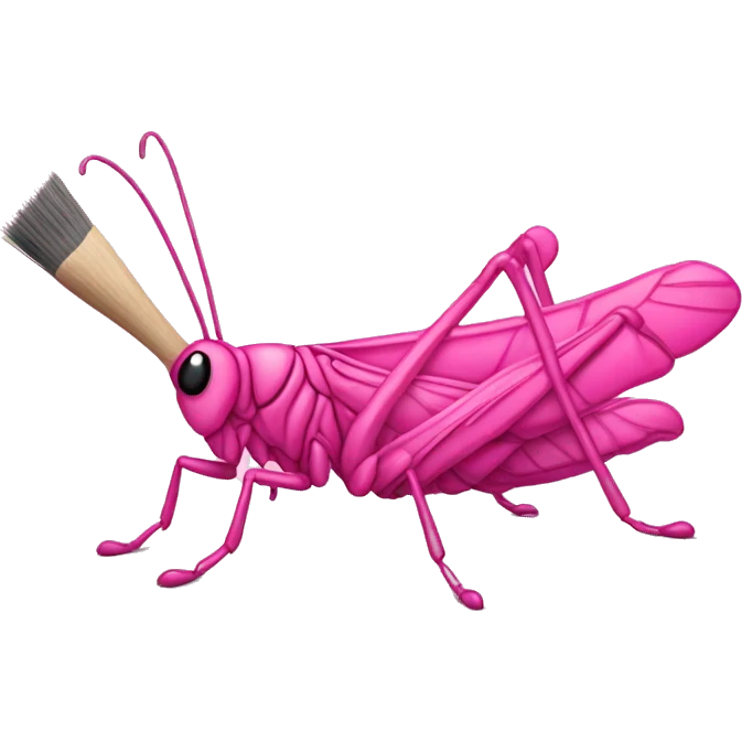 Pink grasshopper with paintbrush emoji