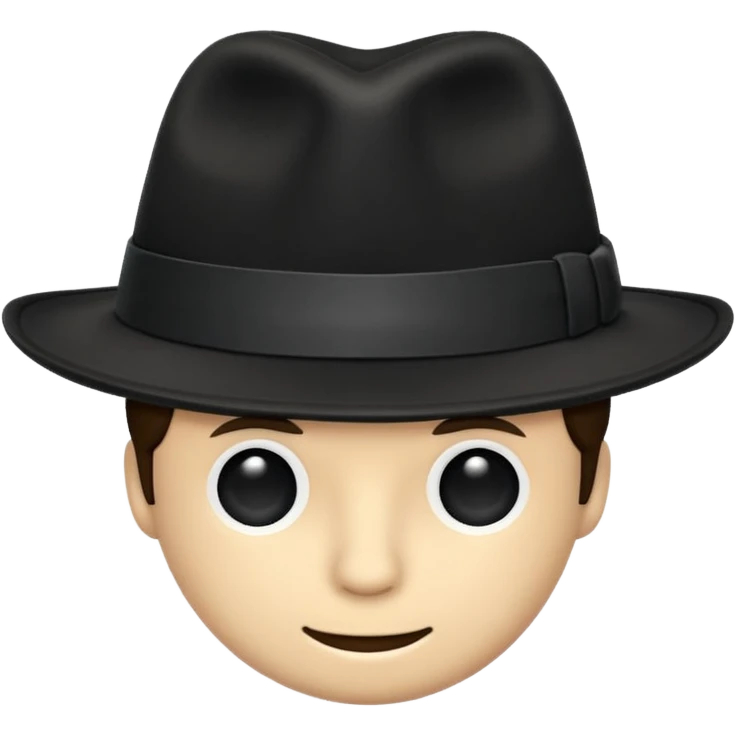 fedora, isolated, transparent background, black emoji