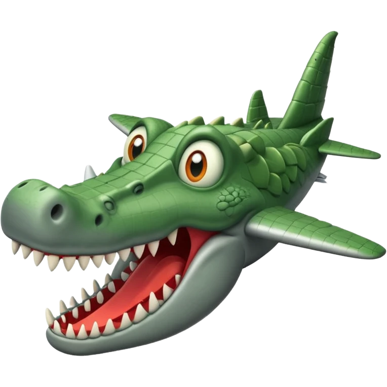 animated gray airplane with crocodile head emoji