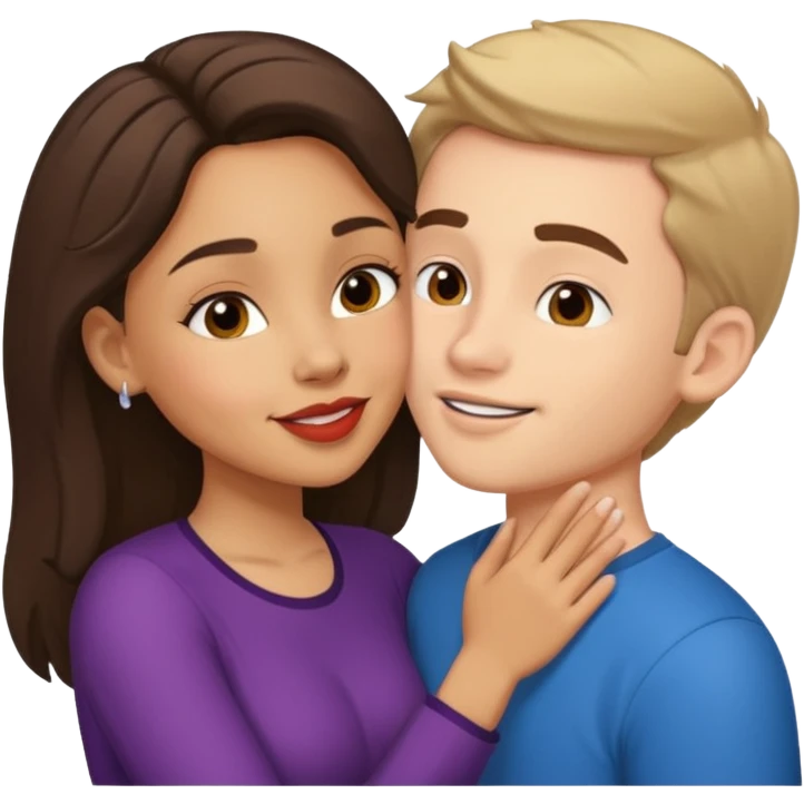 Lightskin latina kissing caucasion boy cartoon characters emoji