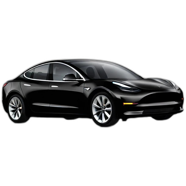 Elon Musk riding a Black Tesla Model 3 emoji