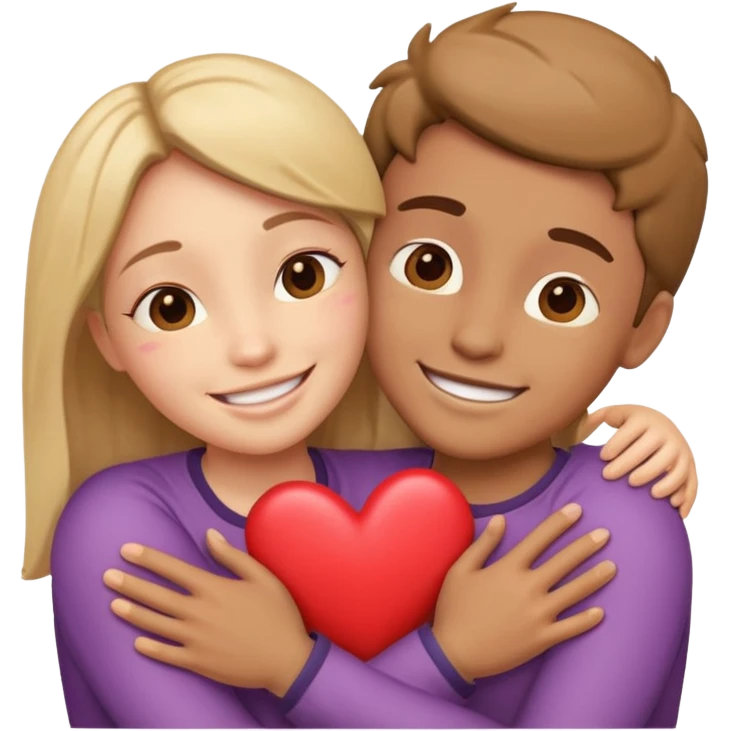 two people hugging with hearts emoji