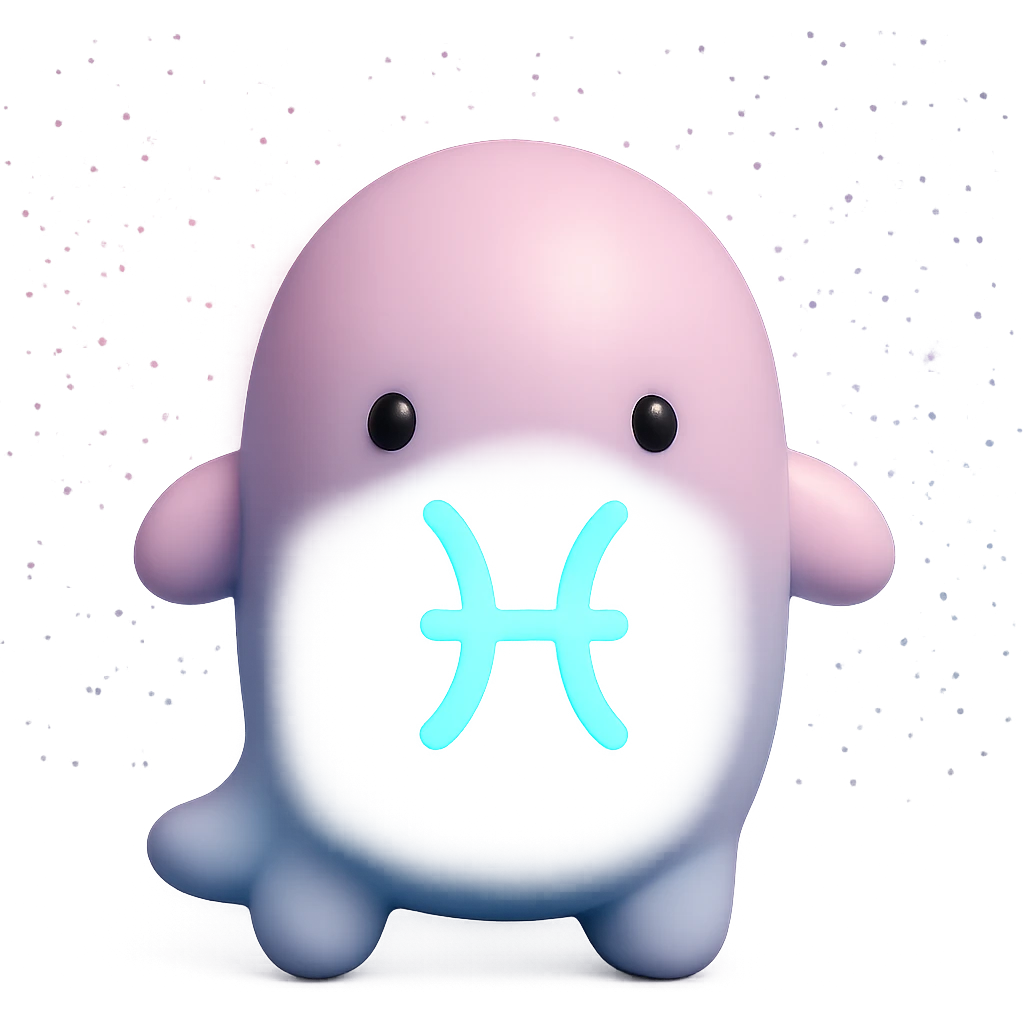 "A minimalistic glowing zodiac symbol ♓, centered on a dark cosmic background, symbol color #00d9ff, clean design, modern and luminous" emoji