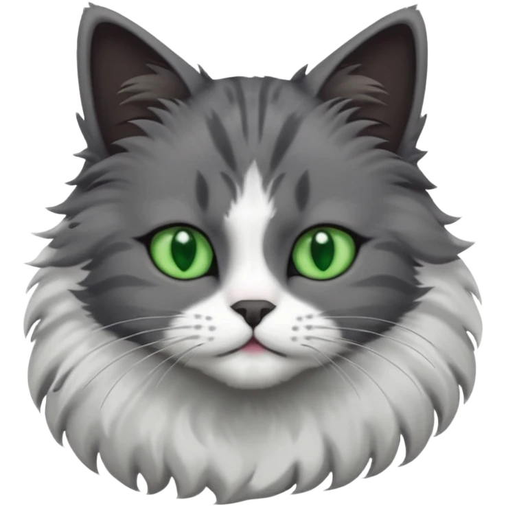 one dark grey and white cat and one completely solid dark grey cat with green eyes and only white paws emoji