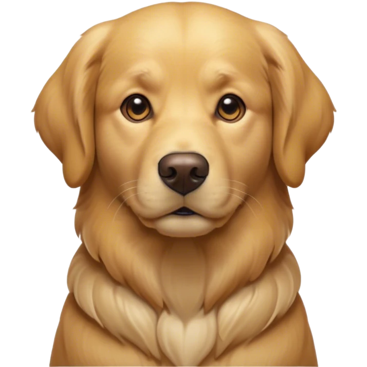 Cinematic Noble Golden Retriever Portrait Emoji, Poised and regal, with a strong, athletic build and a lustrous, well-groomed golden coat, deep-set soulful brown eyes, Simplified yet sharp and sophisticated features, highly detailed, glowing with a soft, dignified glow, high shine, intelligent and friendly, stylized with an air of warmth, focused and attentive, soft glowing outline, capturing the essence of a watchful and confident companion, so majestic it feels as though it could bound out of the screen with effortless authority! emoji