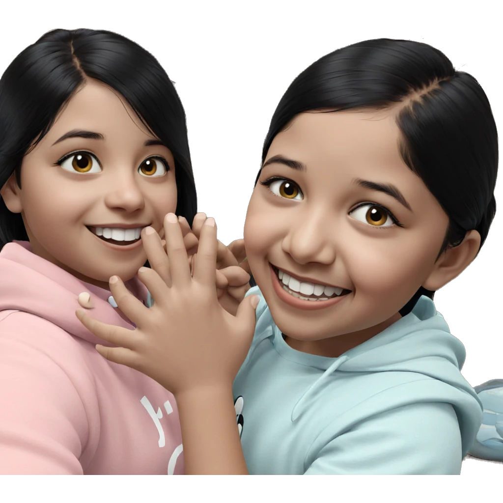 realistic smile with black hair emoji