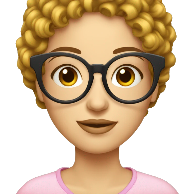 femme cheveu bouclé lunettes rondes emoji