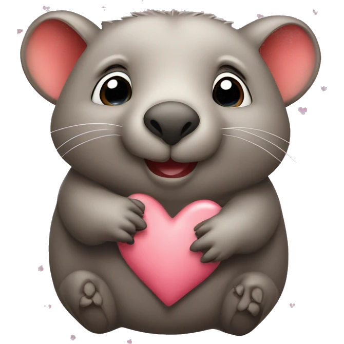 Wombat with love hearts emoji