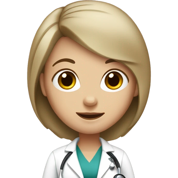White girl with brown short hair with stethoscope emoji